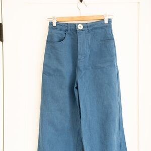 Whimsey + Row Blue  cropped wide leg pants
